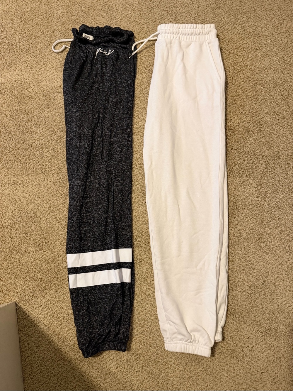 PINK Victoria's Secret Black & White Track Joggers - Pair